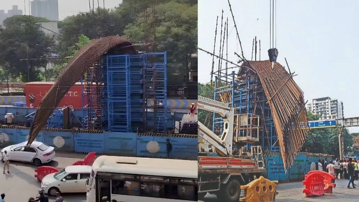 Yet another infra scare, 12-tonne steel cage crashes onto moving car in Mumbai