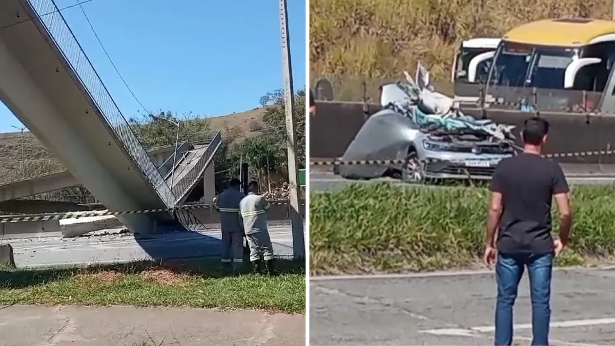 Vítimas de queda de passarela atingida por caminhão na Fernão Dias eram mãe e filho, diz polícia