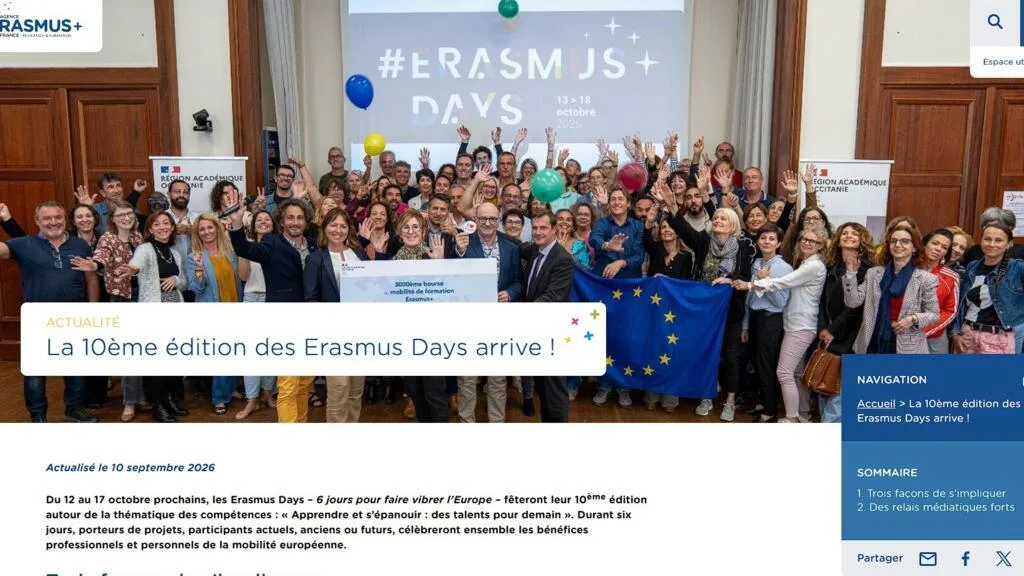 La 10ème édition des Erasmus Days se tient du 12 au 17 octobre 2026