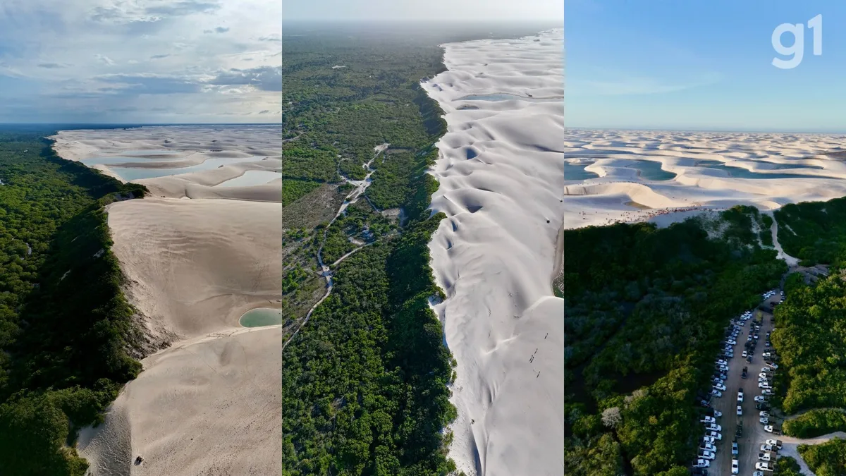 'Deserto feito de água': Nasa publica imagem dos Lençóis Maranhenses vista do espaço