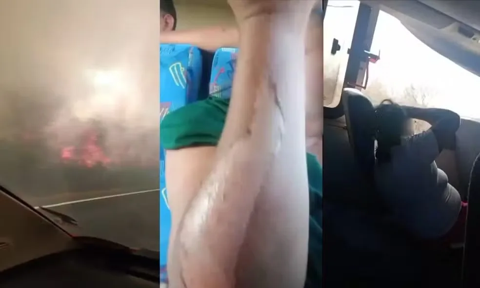 Ônibus atravessa rodovia em meio a incêndio e deixa 19 pessoas feridas na BA