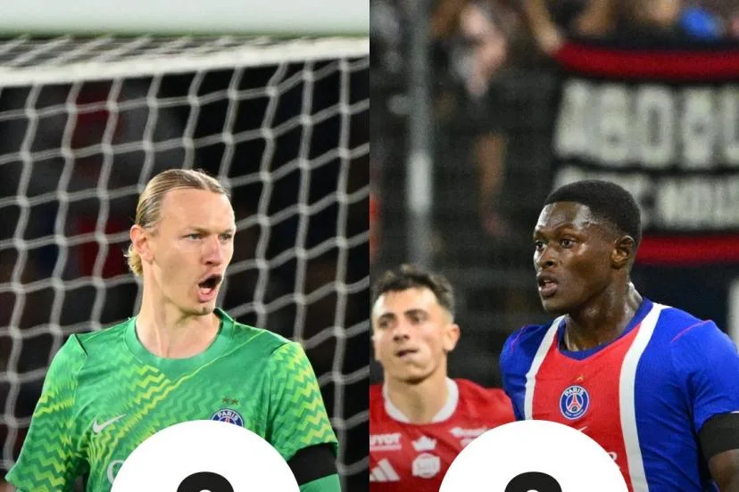 Les notes de Brest-PSG : Safonov colmate les failles de Nuno Mendes