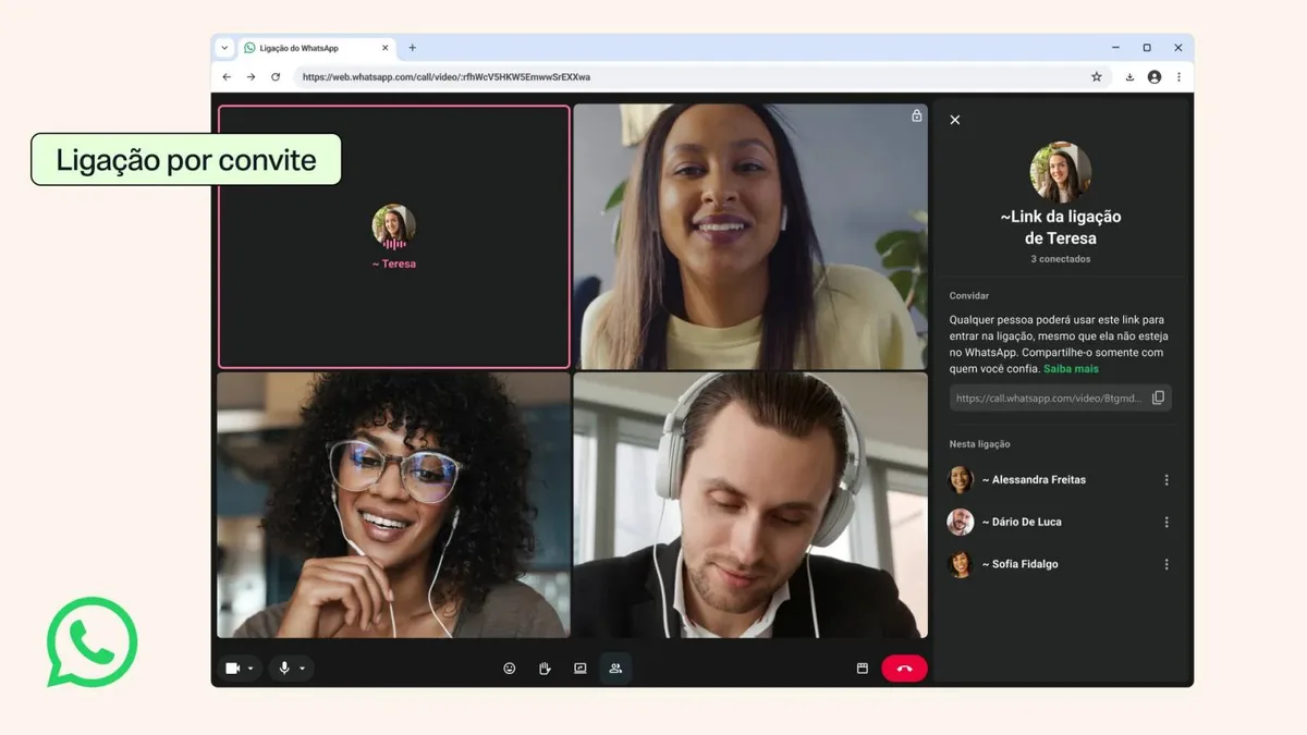 WhatsApp agora permite entrar em chamadas sem cadastro e sem pagar nada