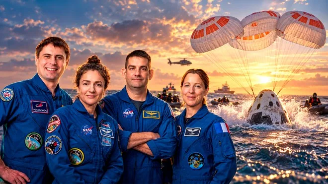 De volta à Terra: SpaceX resgata astronautas da NASA e ESA no mar após 237 dias no espaço