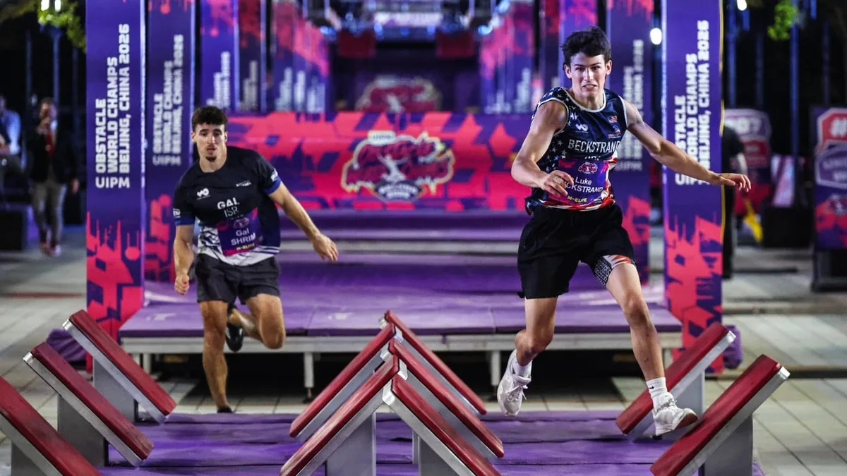 Pentathletes test American Ninja Warrior skills in Beijing as warm-up for the LA Olympics