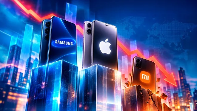 Mercado de celulares despenca 20% em 2026; Apple encosta na Samsung e Xiaomi cai