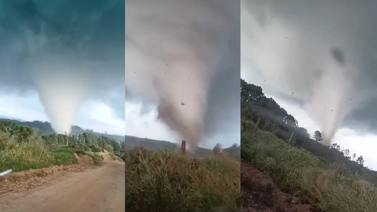 Agricultor chama atenção por tranquilidade enquanto filmava tornado no Paraná: 'Se apavorar é pior'