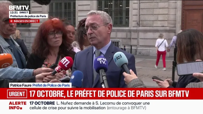 Mobilisation du 17 octobre: "Pour le moment, nous n'avons pas un accord global sur un cortège, un itinéraire", déclare Patrice Faure, préfet de police de Paris