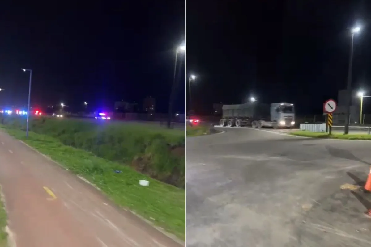 Caminhão tomba após motorista fugir de abordagem policial em rodovia de SP