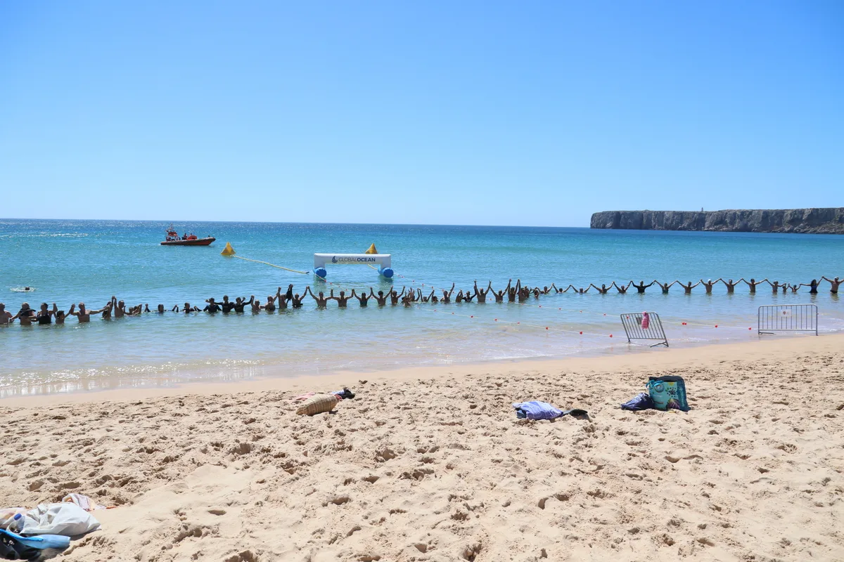 Global Ocean bateu recorde em Sagres. 200 pessoas nadaram pela proteção dos oceanos