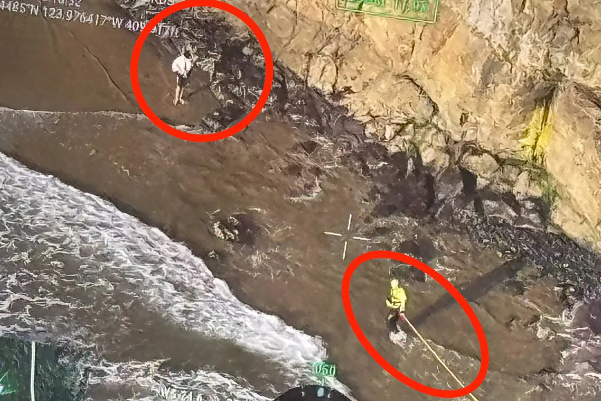 Tourists seeking photos on remote Oregon beach get trapped by tides, spell ‘SOS’ with driftwood