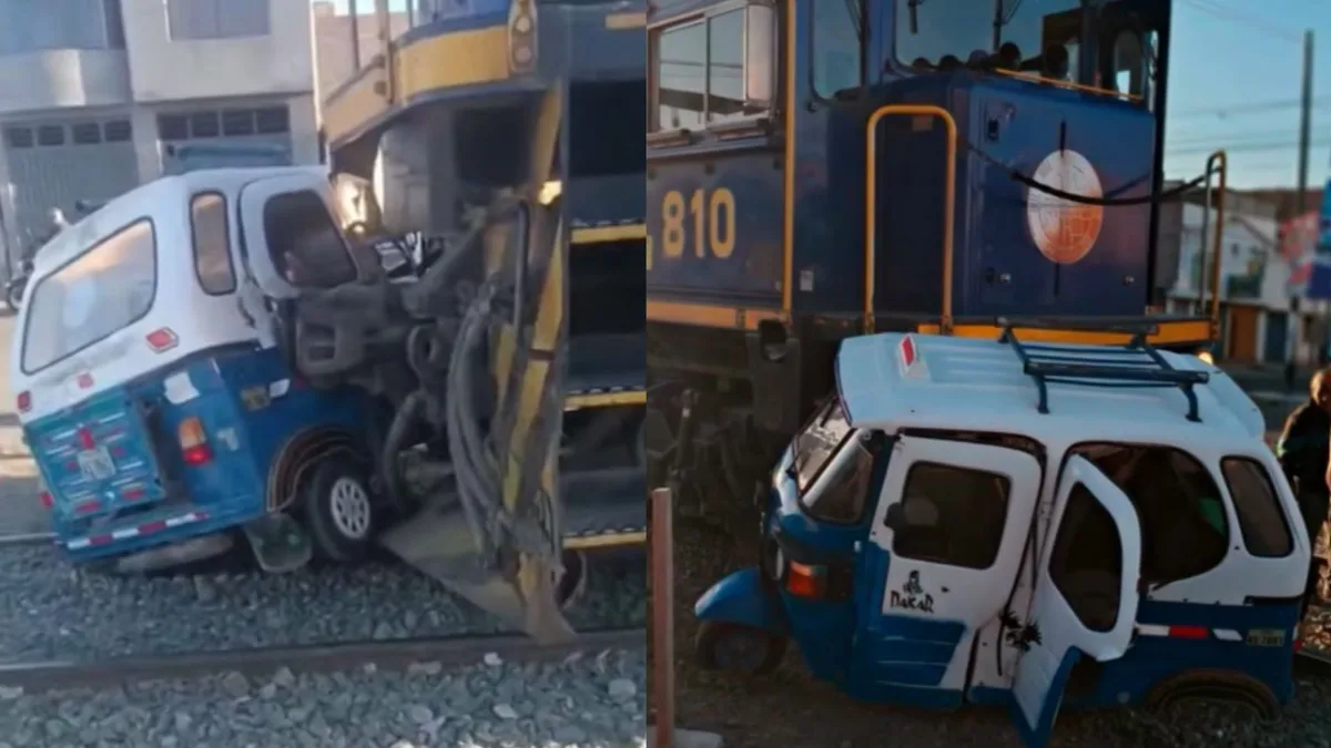 Así terminó una mototaxi tras violento choque contra un tren en Arequipa