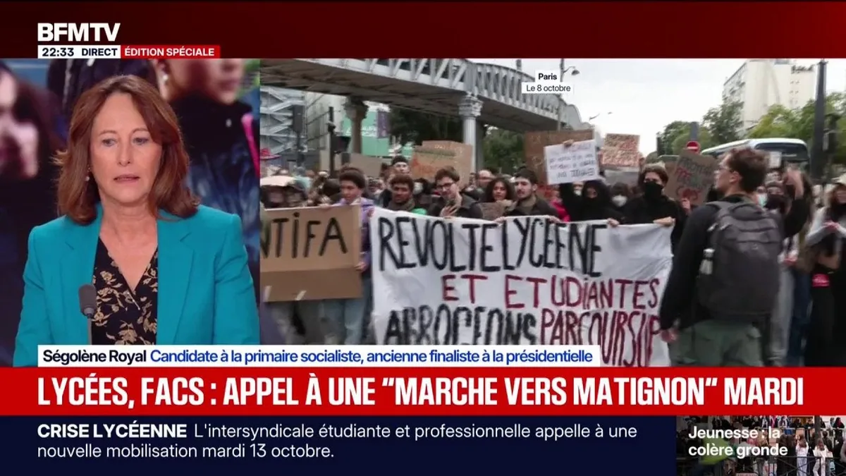 Mouvement lycéen: "On n'est plus en République", estime Ségolène Royal, candidate à la primaire sociale-démocrate