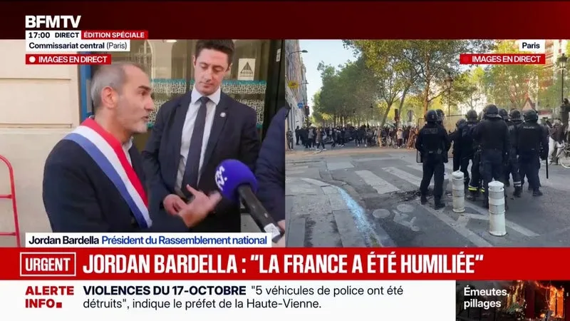 Manifestations du 17 octobre: "Le dispositif policier a été sous-dimensionné", estime Jordan Bardella, président du Rassemblement national