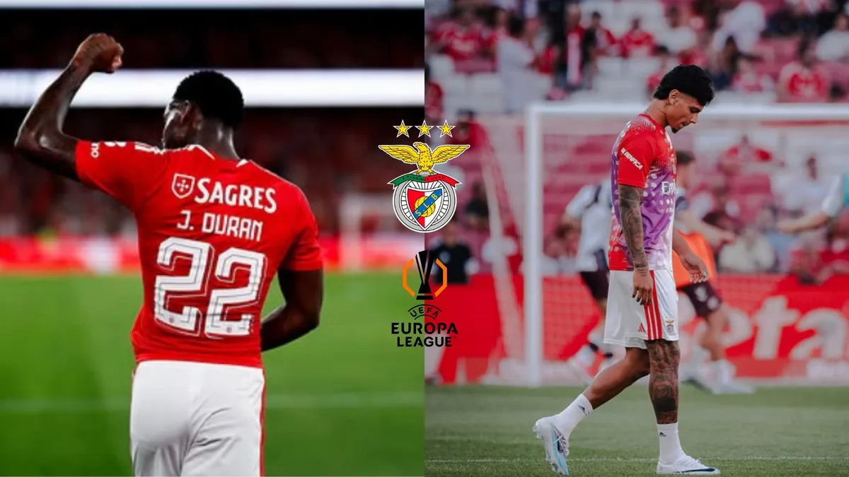 Jhon Durán clasificó a la fase de liga con Benfica en la Europa League 2026/27: Richard Ríos brilló por su ausencia
