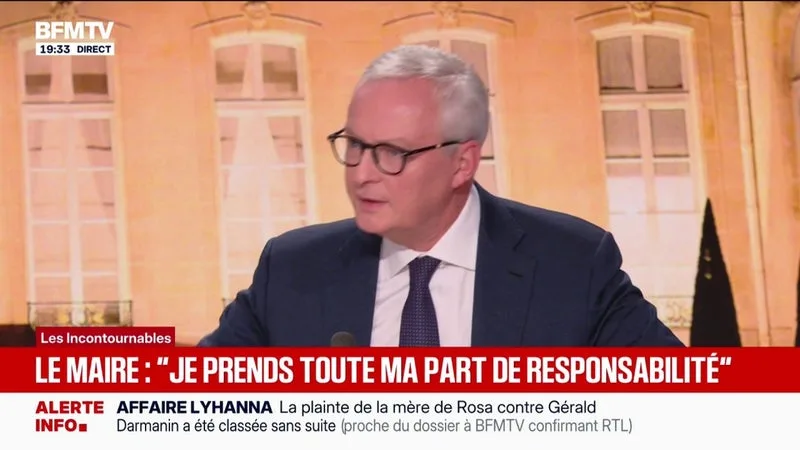 Dette française: "Je prends toute ma part de responsabilité", assure Bruno Le Maire, ancien ministre de l'Économie et des Finances