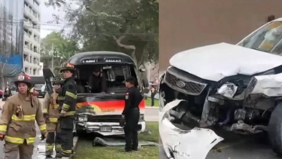 Terrible choque en Miraflores entre auto y cúster deja 6 heridos: chofer de transporte público se dio a la fuga