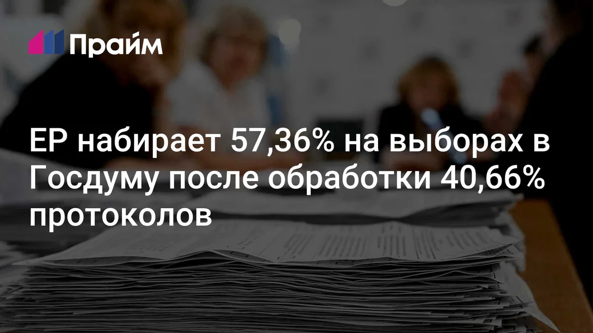 ЕР набирает 57,36% на выборах в Госдуму после обработки 40,66% протоколов