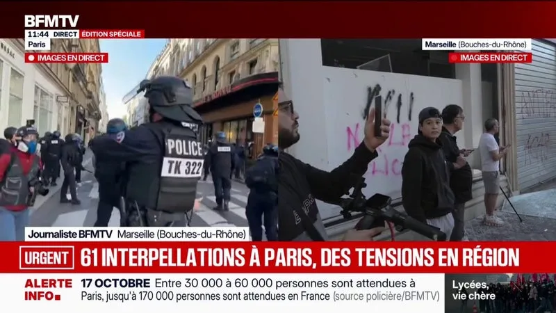 Mobilisations du 17 octobre: un poste de police municipale attaqué à Marseille