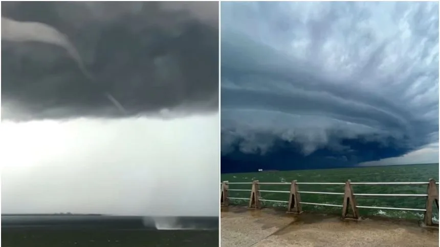 EN VIDEO: La impresionante tromba marina que se formó sobre el lago de Maracaibo este 23Ago