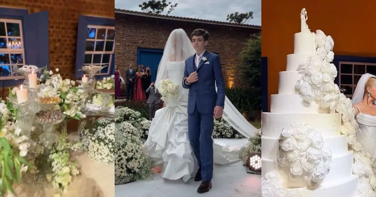 Bolo gigantesco de 9 andares, 47 metros de passarela, 3 caminhões de flores e mais: 5 detalhes impressionantes do casamento de Ana Hickmann e Edu Guedes que vão te deixar de queixo caído