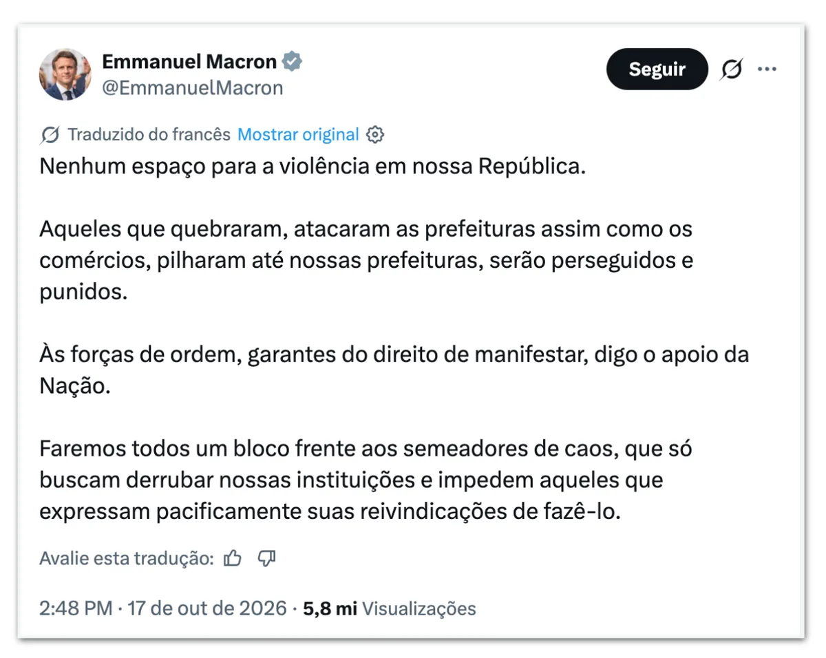 França prende ao menos 400 em protestos pelo país