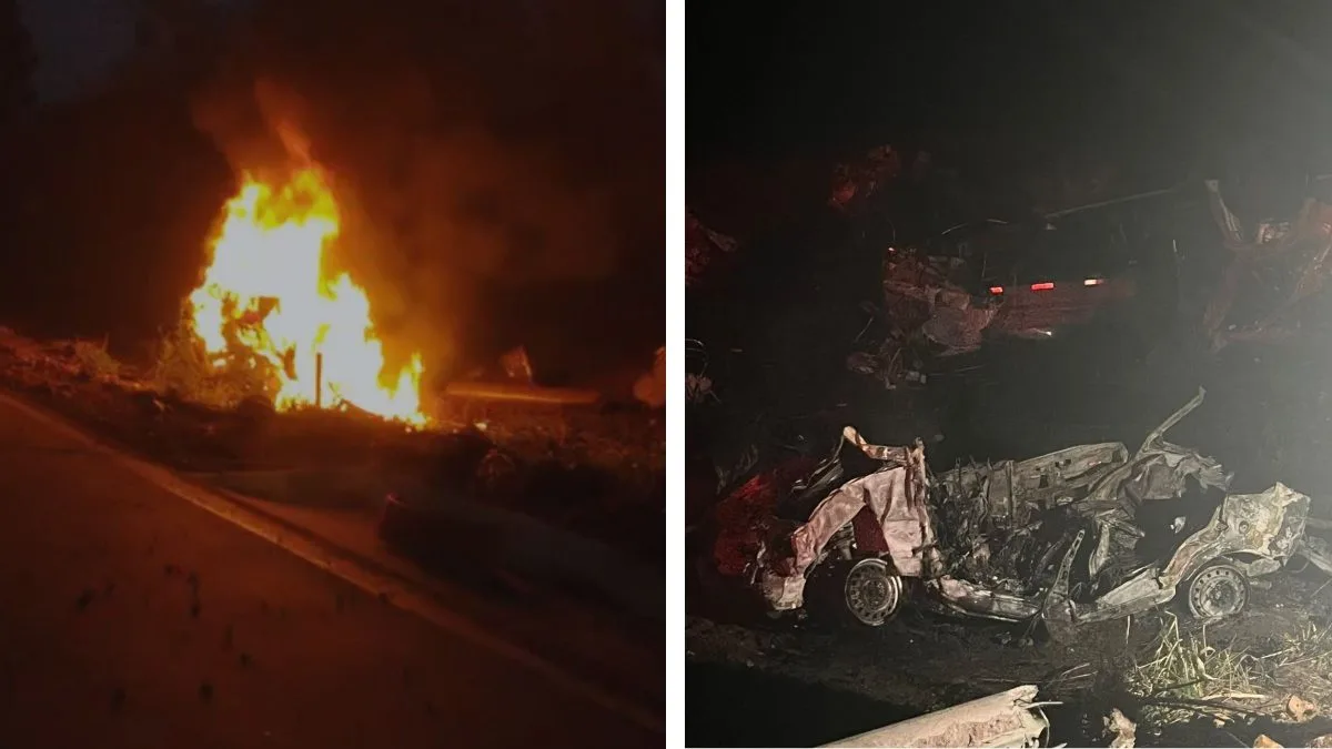 Tragédia na SC-305: Vítimas carbonizadas em grave acidente são pai e dois filhos pequenos