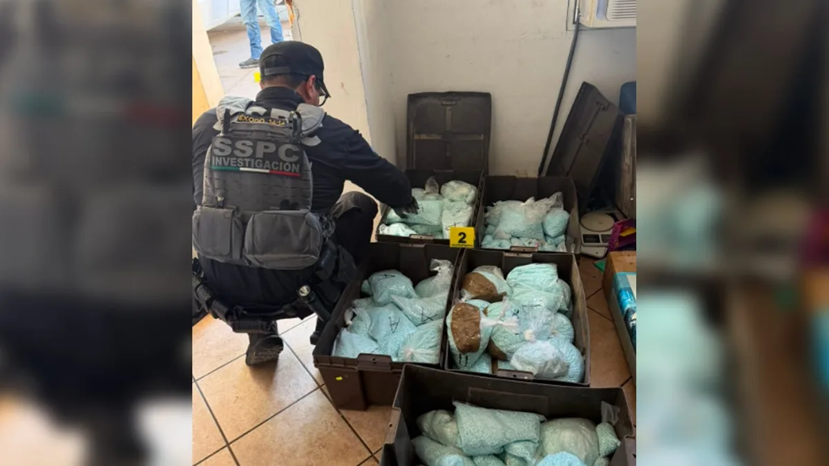 Un golpe más a Los Rusos: Aseguran 120 kilos de pastillas de fentanilo en predio de Mexicali