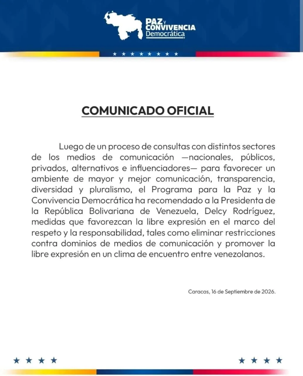 Recomiendan eliminar restricciones a medios en Venezuela