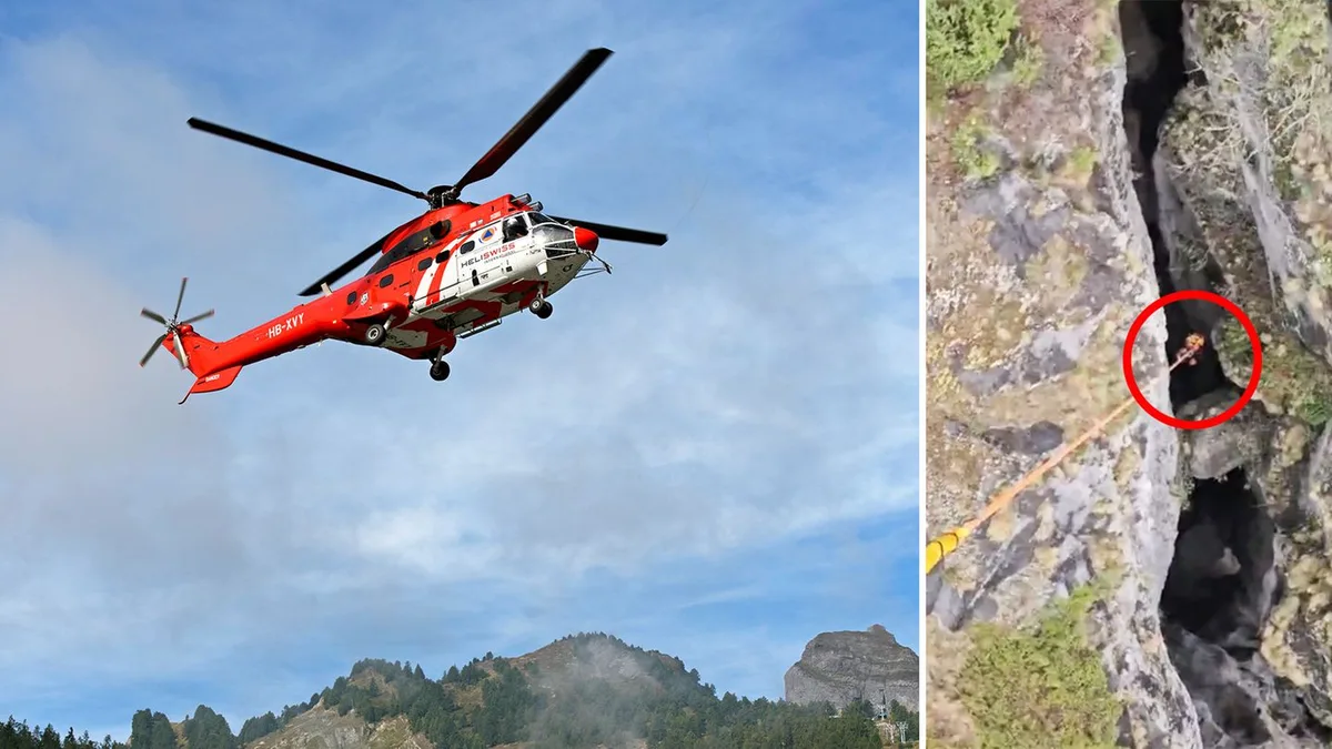 Alpen-Rettung: Helikopter zieht drei Menschen aus 50-Meter-Schlucht