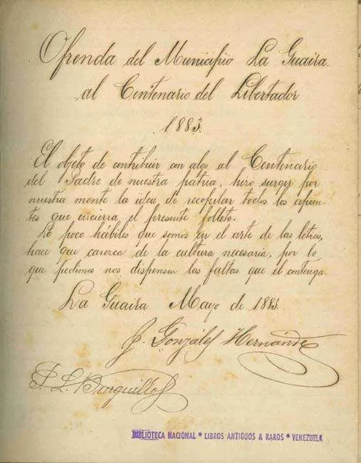 Ofrenda del Municipio de La Guaira al Centenario del Libertador