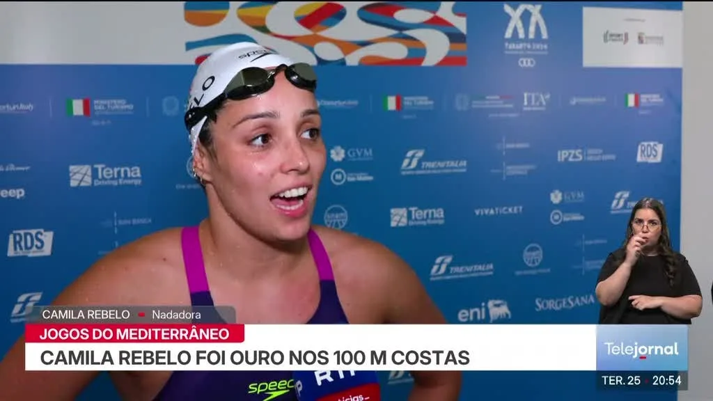 Jogos do Mediterrâneo. Camila Rebelo foi ouro nos 100 metros de costas