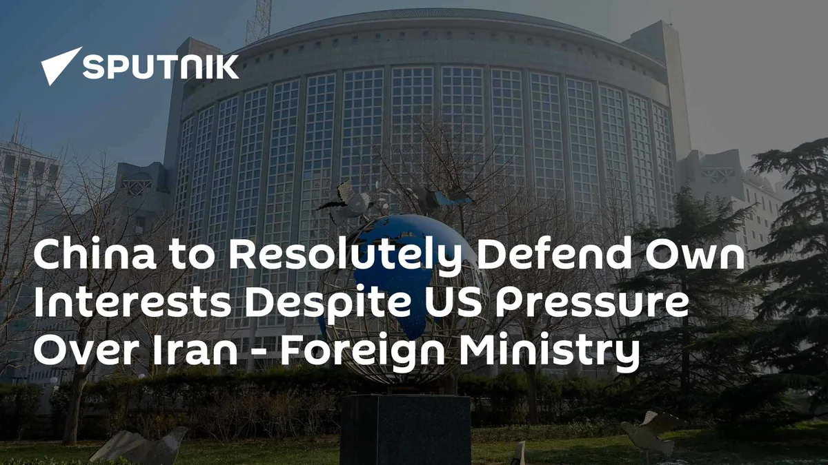 China to Resolutely Defend Own Interests Despite US Pressure Over Iran - Foreign Ministry