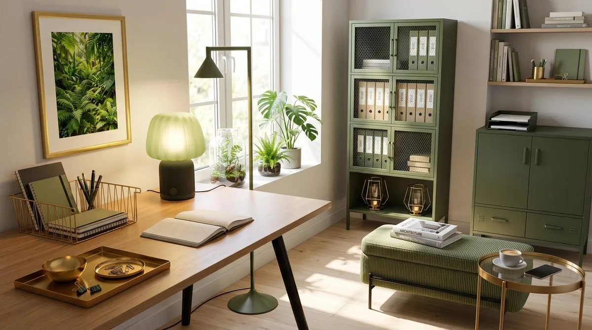 IKEA fall trends for 2026: create an energizing home office with bright brass and matcha green storage and lighting, from $9.99