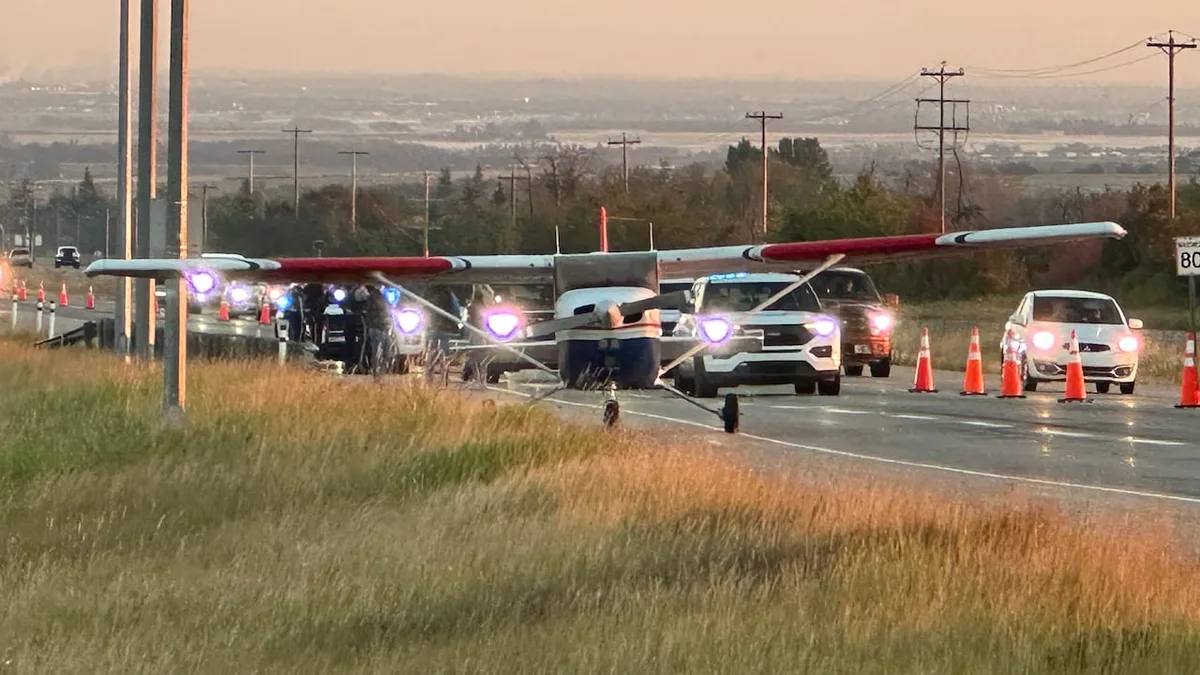 Small plane makes emergency landing on highway east of Edmonton