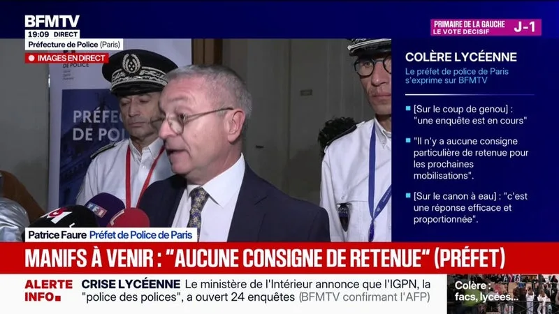 Mobilisation à venir: "Il n'y a aucune consigne particulière de retenue", rappelle le Préfet de Police de Paris, Patrice Faure