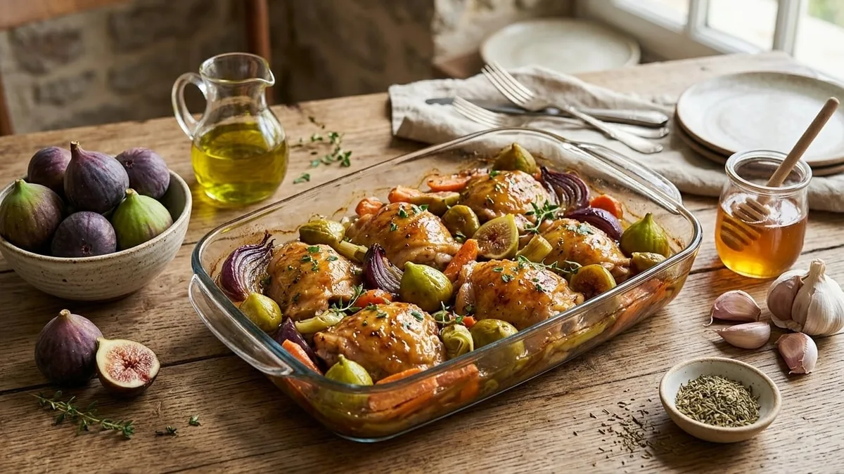 Marta, cocinera española: “El pollo lleva cebollas, zanahorias y se termina de cocinar en el horno con higos por 15 minutos”