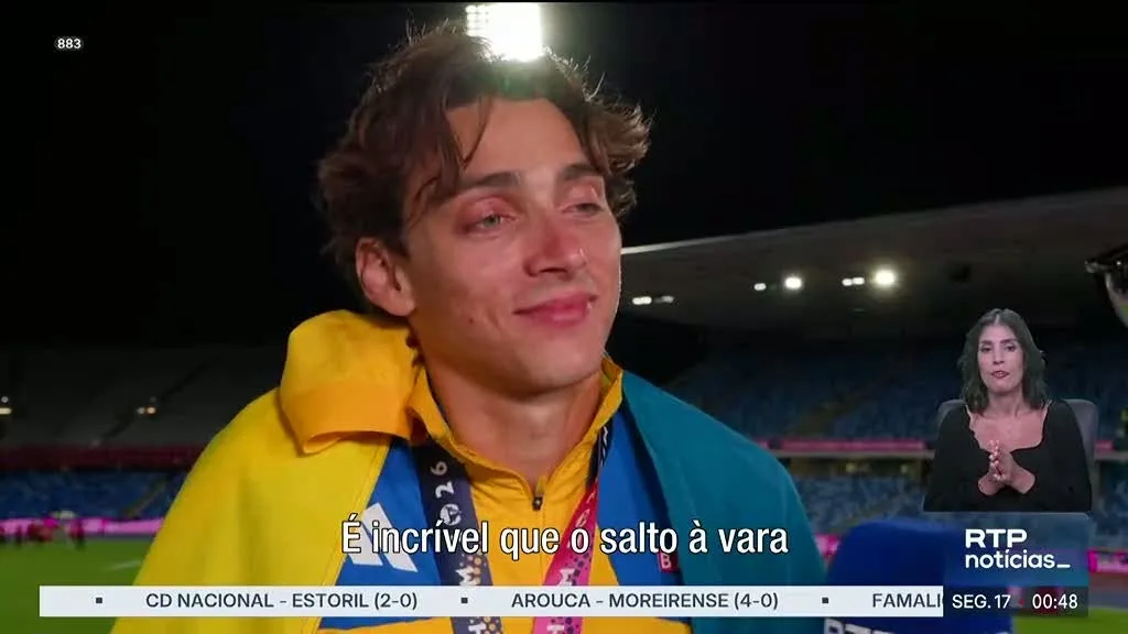 Entrevista RTP. Armand Duplantis fala após conquistar 14.º ouro da carreira