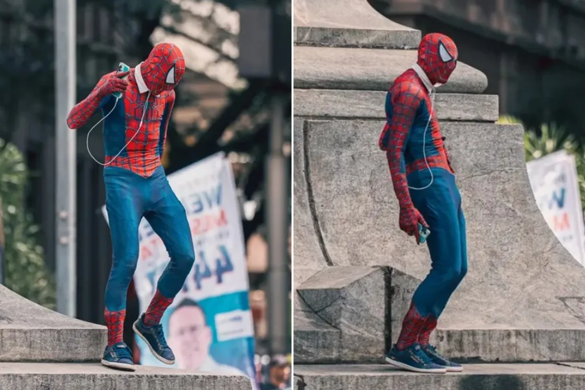 Homem-Aranha “se joga” na dança no pirulito da Praça 7, em BH