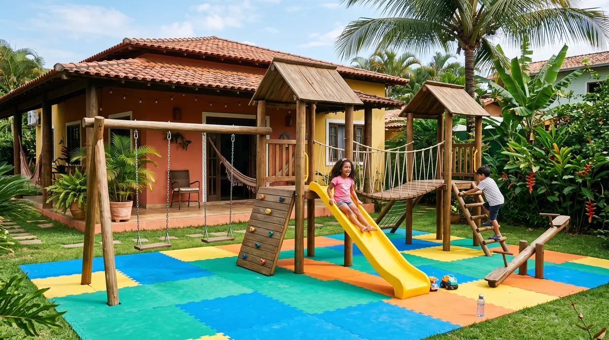 Quanto custa transformar o quintal em um playground seguro com piso emborrachado em 2026?