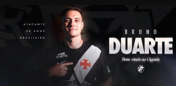 Vasco anuncia a contratação do atacante Bruno Duarte