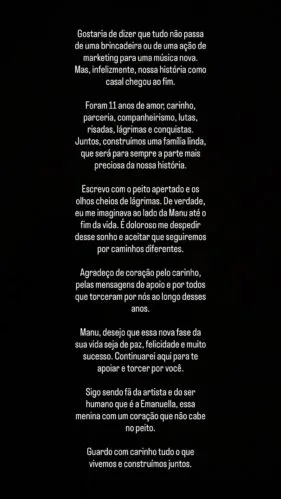 Anderson Halliday se pronuncia sobre fim do casamento de 11 anos com Manu Bahtidão: “Doloroso” Anderson Halliday se manifesta sobre o fim do casamento de 11 anos com Manu Bahtidão (Foto: Reprodução/ Instagram)