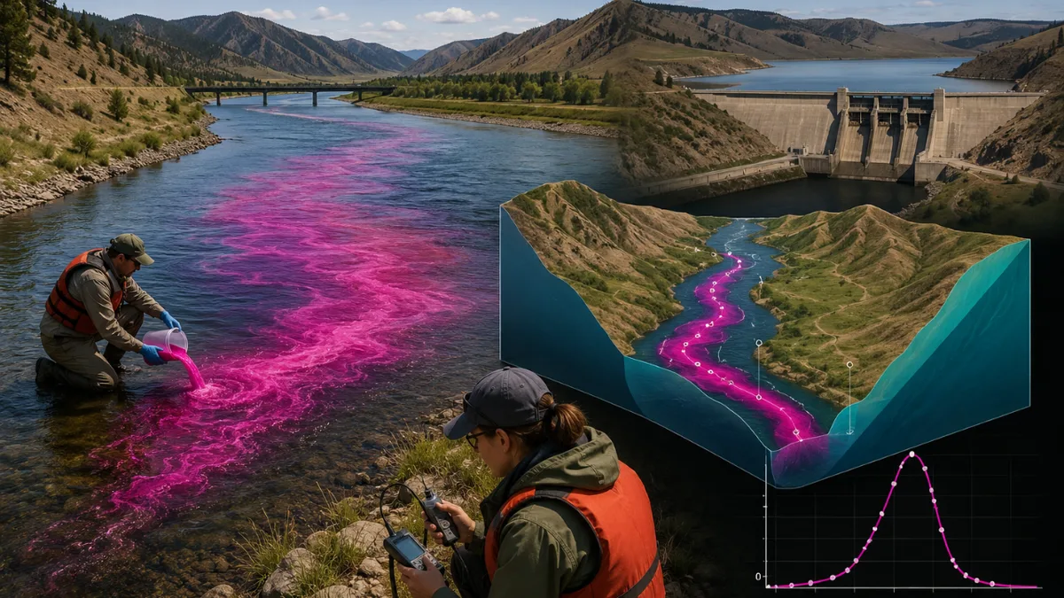 Missouri River dye test tracked plume 41.2 miles and measured 8.2-hour delay