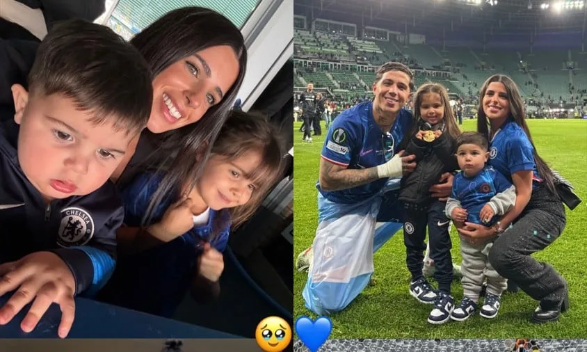 Valentina Cervantes publicó un collage con Enzo Fernández y sus hijos para decirle adiós a su vida en Londres