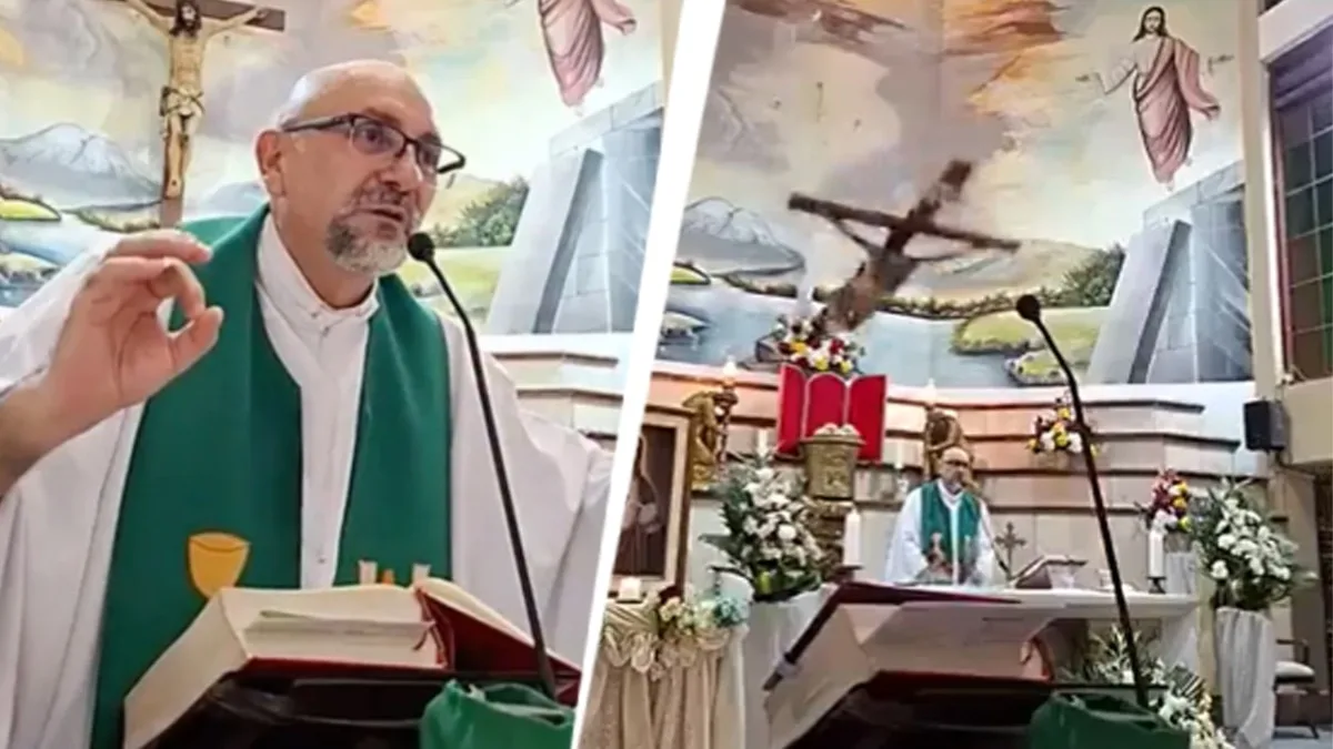 Priest speaks about death in sermon, dies moments later as cross falls on him