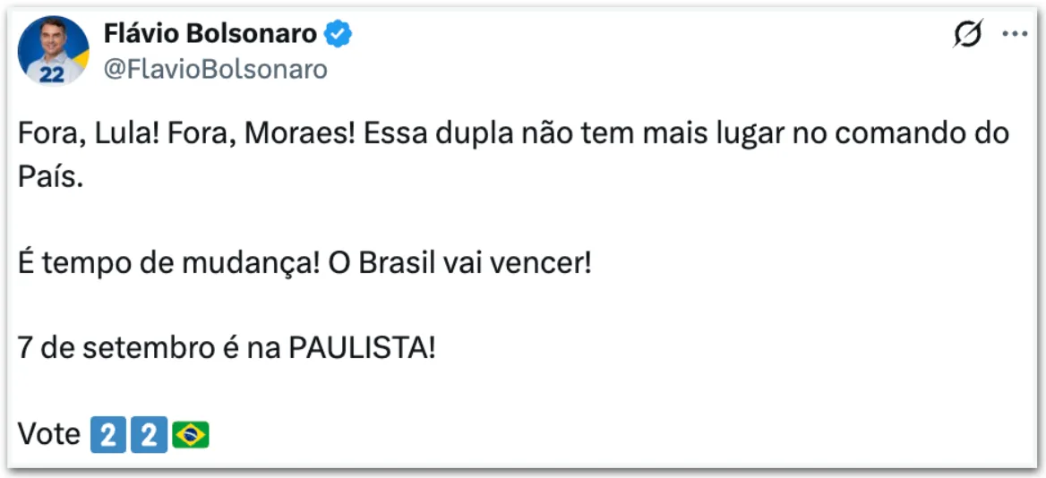 Políticos convocam para ato contra Lula e Moraes na Paulista
