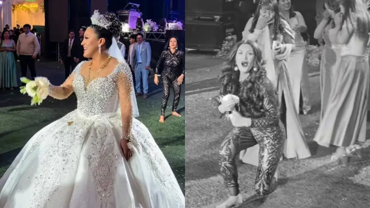 Micheille Soifer se roba el show en Juliaca al lanzarse por el bouquet: “A mí me invitan a una boda y yo lo doy todo”