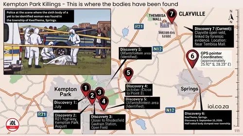 UPDATED MAP: Where the 6th and 7th bodies were found in Kempton Park killings saga
