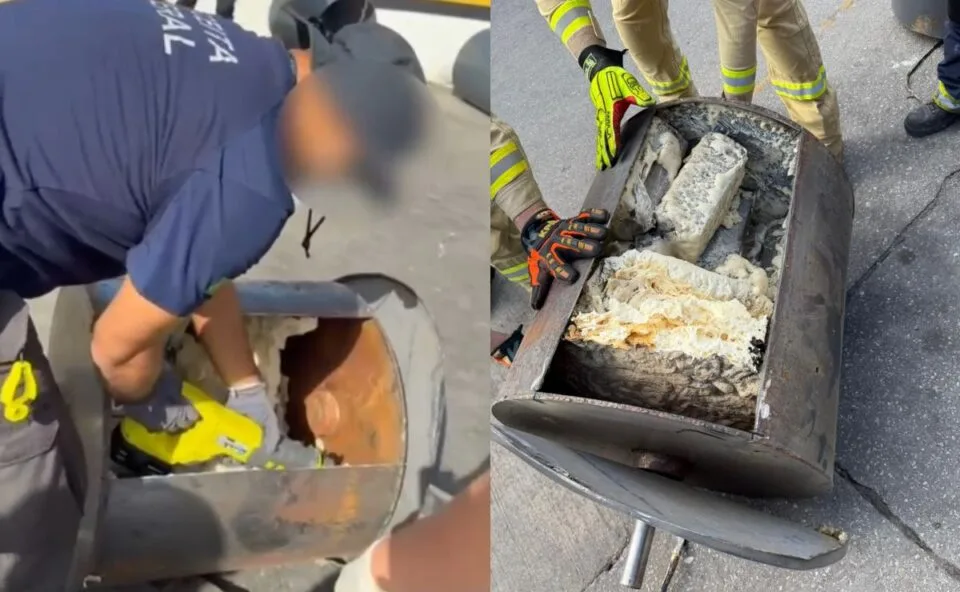 Quase 100 kg! Cocaína é encontrada escondida dentro de cilindros de metal em Paranaguá
