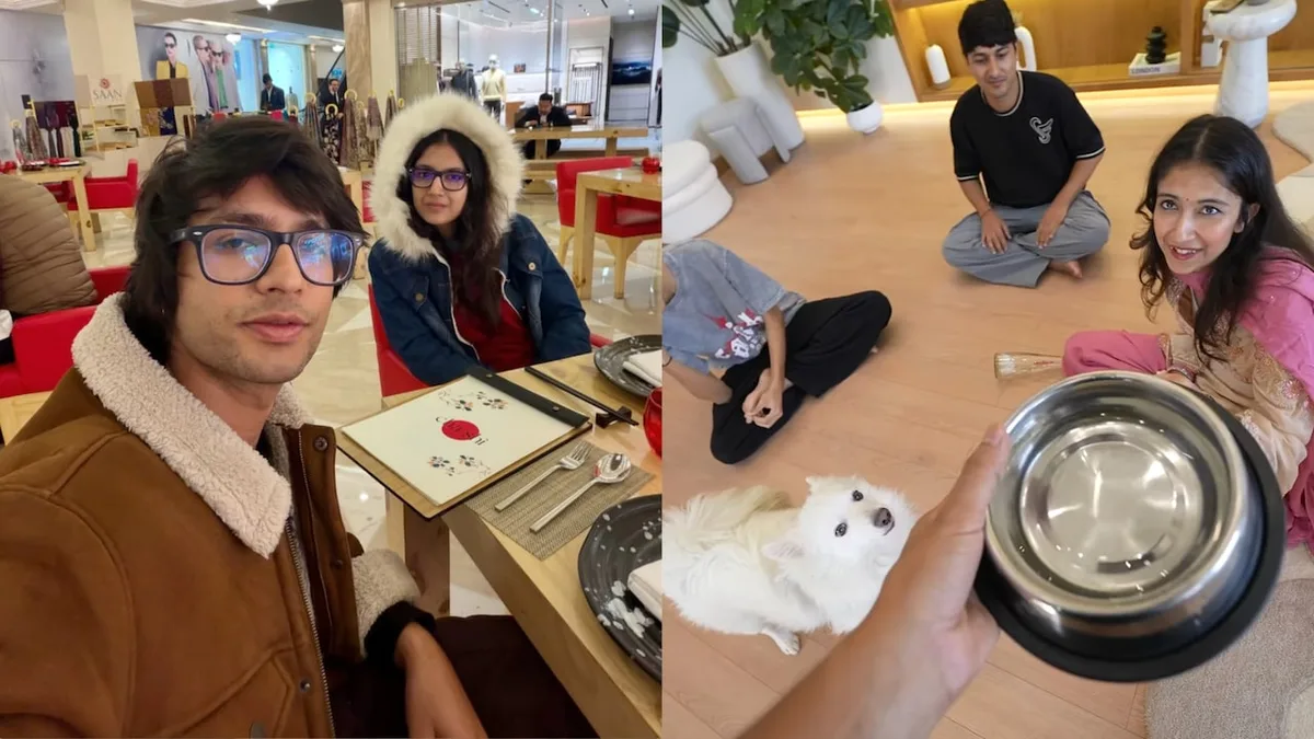 YouTuber Sourav Joshi Criticised After Asking Wife Avantika To Drink From Pet Dog Oreo's Water Bowl